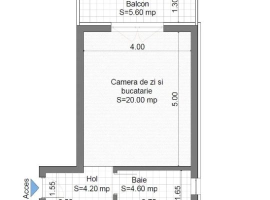 Apartament 1 camera – Valea Lupului – baie cu geam, AC si parcare