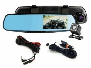 Camera auto DVR incorporata in oglinda retrovizoare, dubla(fataspate)