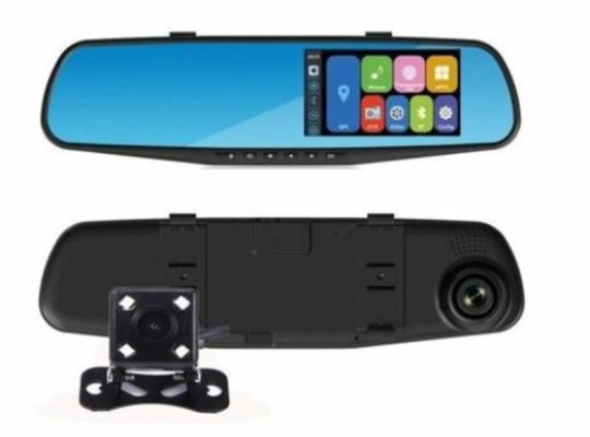 Camera auto DVR incorporata in oglinda retrovizoare, dubla(fataspate)