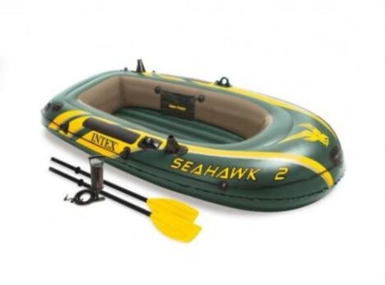 Set barca gonflabila pneumatica Intex 68347NP Seahawk 2, pentru 2 persoane, 236 x 114 x 41 cm + va