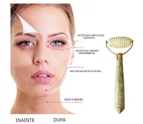 Rola zimtata din jad pentru masaj facial si corporal (cod R04-1)