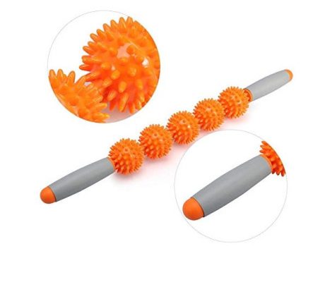 Roller masaj stick cu 5 bile zimtate portocalii (cod R121)