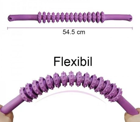 Roller masaj stick, flexibil, cu 15 role mobile, anticelulitic, relaxare, detensionare (R132S)