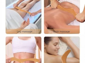 Dispozitiv multifunctional pentru masaj anticelulitic, relaxare, gua sha, din lemn de fag R168S