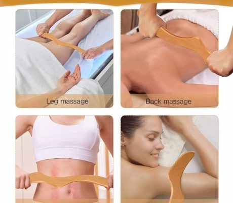 Dispozitiv multifunctional pentru masaj anticelulitic, relaxare, gua sha, din lemn de fag R168S