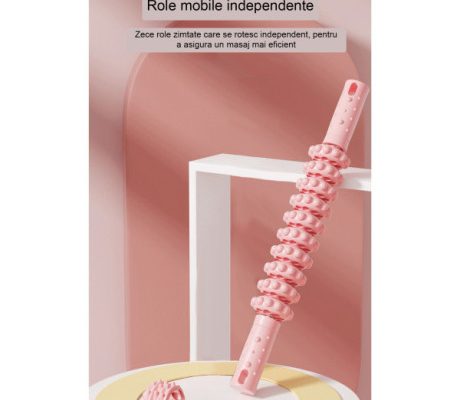 Roller masaj stick, flexibil, cu 10 role mobile, anticelulitic, relaxare, detensionare, automasaj (R125S)