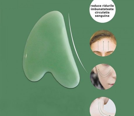 Piatra Gua Sha, din jad,forma de inima, masaj facial, corporal, antirid (cod G10S)