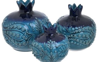 Abigail set 3 decoratiuni rodie, ceramica,albastru