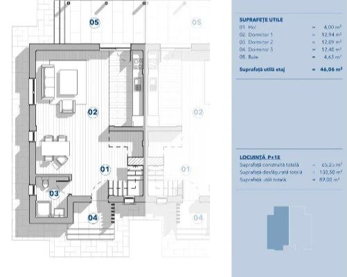 Valea Lupului, Vila P+E tip duplex su=98mp teren 250mp.