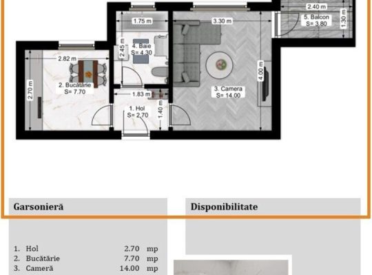 Salajan- Garsoniera complet mobilata/utilata nou