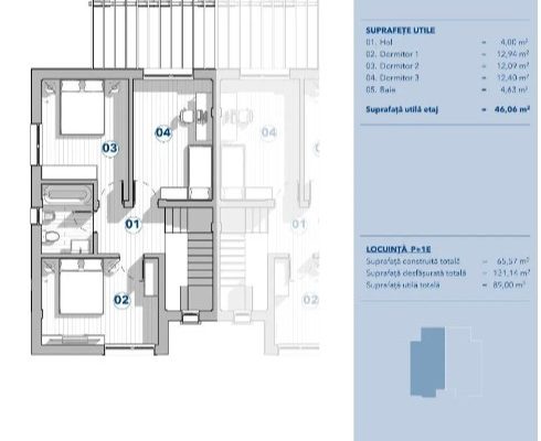 Valea Lupului, Vila P+E tip duplex su=98mp teren 250mp.